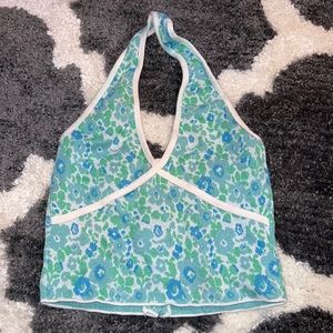 WORN ONCE ZARA blue and green halter knit top size S